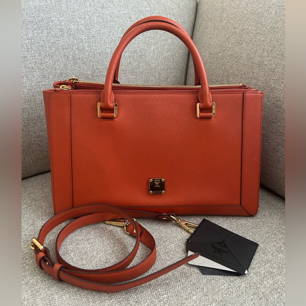 MCM Orange Two-way Bag
